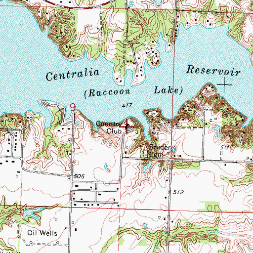 Topographic Map of Meadow Woods Country Club, IL