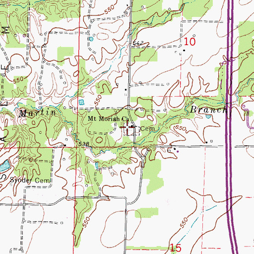 Topographic Map of Mount Moriah Cemetery, IL