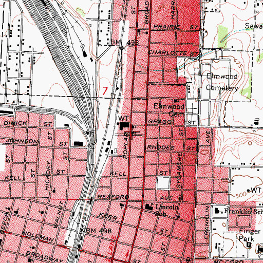 Topographic Map of New Harmony Baptist Church, IL