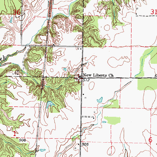 Topographic Map of New Liberty Cemetery, IL
