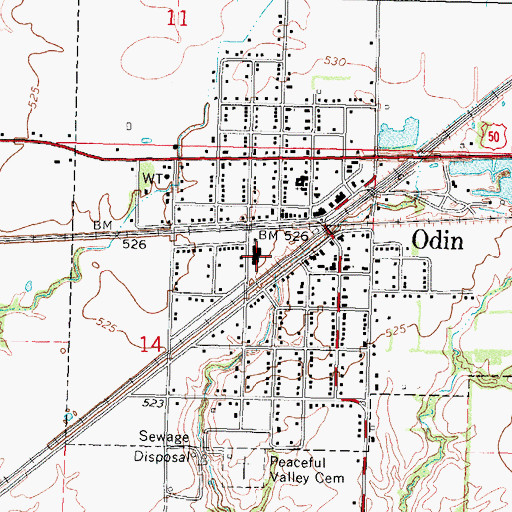 Topographic Map of Odin High School, IL
