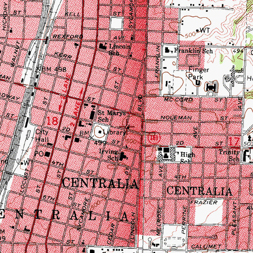 Topographic Map of Saint Johns Episcopal Church, IL