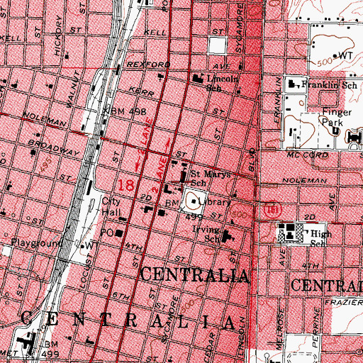 Topographic Map of Saint Marys Catholic Church, IL