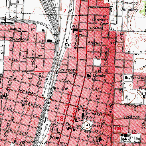 Topographic Map of Ricks Chapel African Methodist Episcopal Church, IL