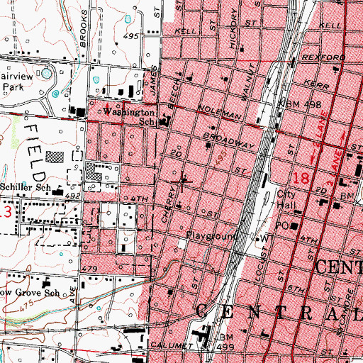 Topographic Map of Saint Peters United Church of Christ, IL