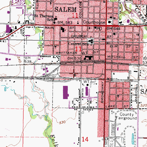 Topographic Map of Salem Church of God, IL