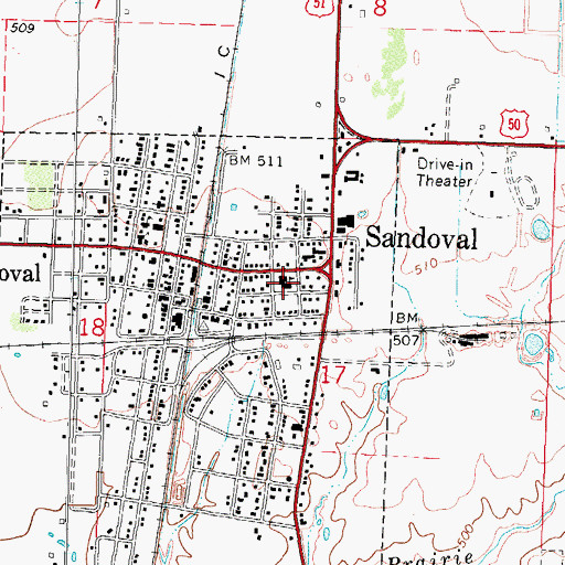 Topographic Map of Sandoval Elementary School, IL