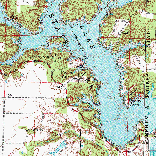 Topographic Map of Sassafras Picnic Area, IL