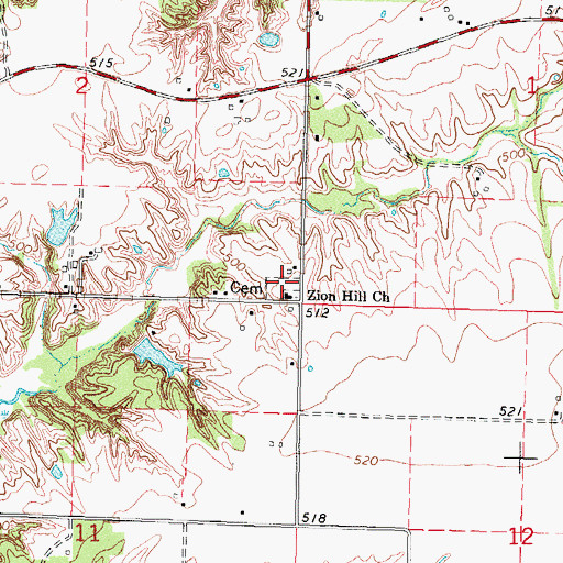 Topographic Map of Zion Hill Cemetery, IL