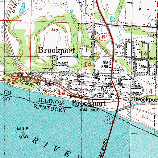 Topographic Map of Brookport United Methodist Church, IL