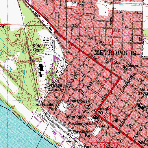 Topographic Map of First Missionary Baptist Church, IL