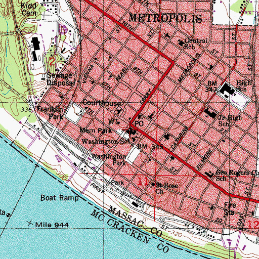 Topographic Map of First United Methodist Church, IL