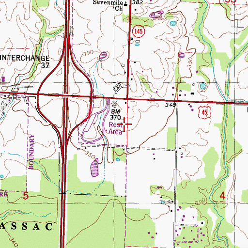 Topographic Map of Fort Massac Rest Area, IL