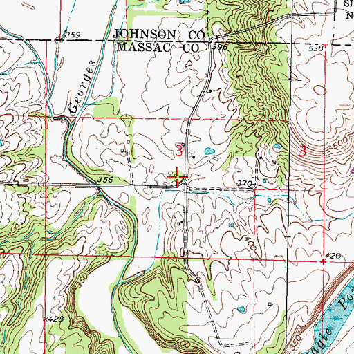 Topographic Map of Glenwood School (historical), IL