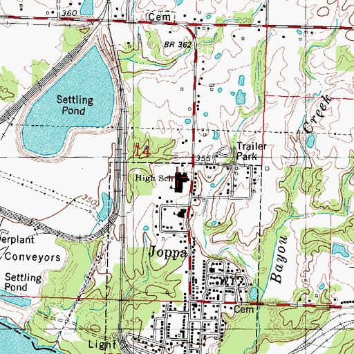Topographic Map of Joppa High School, IL