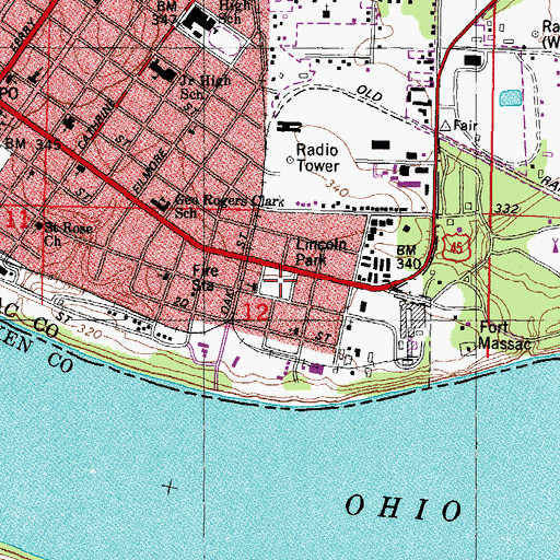 Topographic Map of Lincoln Park, IL