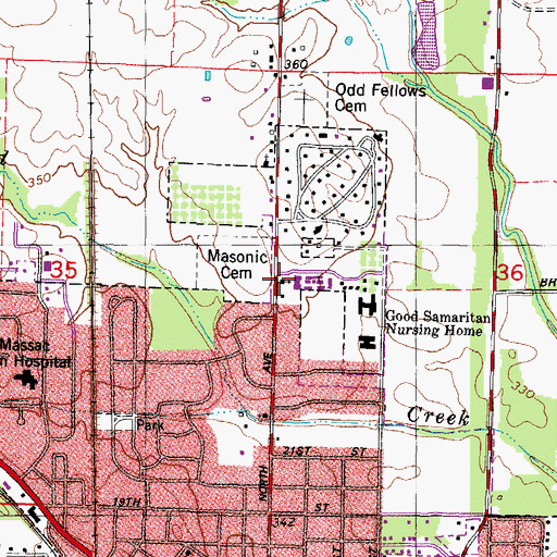 Topographic Map of Lutheran Church of the Cross, IL