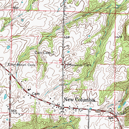 Topographic Map of Massonic Cemetery, IL