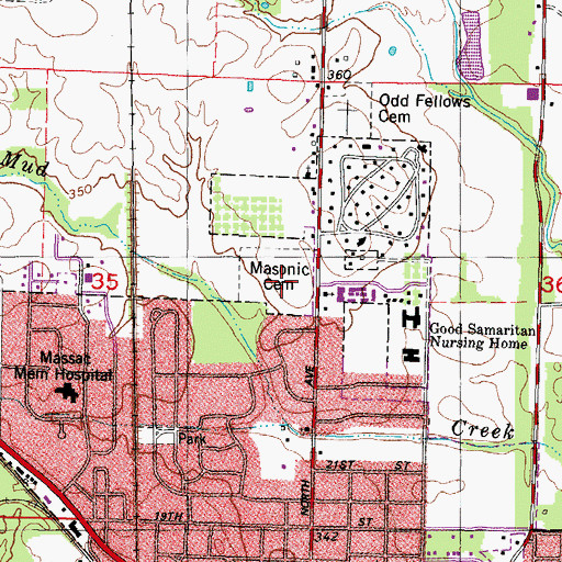 Topographic Map of Masonic Cemetery, IL