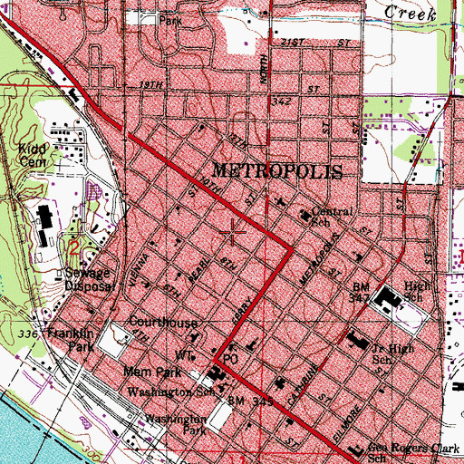 Topographic Map of Mount Horeb Freewilll Baptist Church, IL