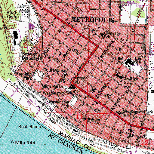 Topographic Map of Saint Paul Lutheran Church, IL