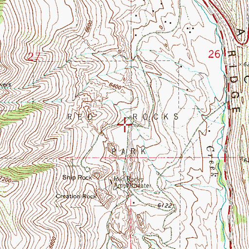 Topographic Map of Red Rocks Park, CO