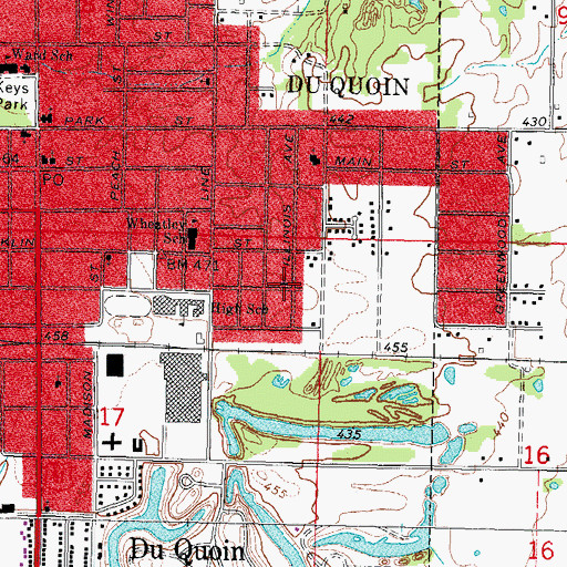 Topographic Map of Du Quoin Second Baptist Church, IL