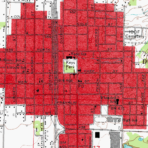 Topographic Map of First United Methodist Church, IL