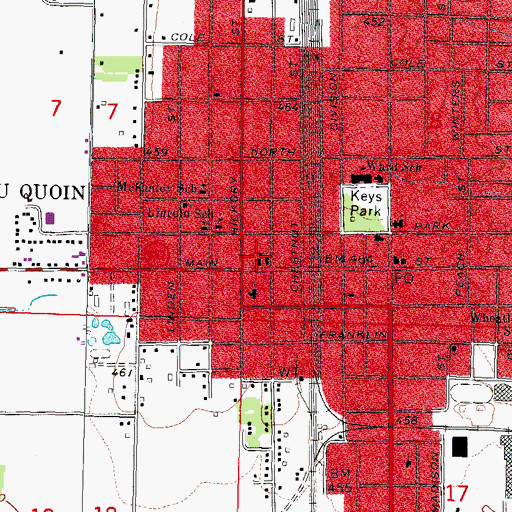 Topographic Map of Sacred Heart School, IL