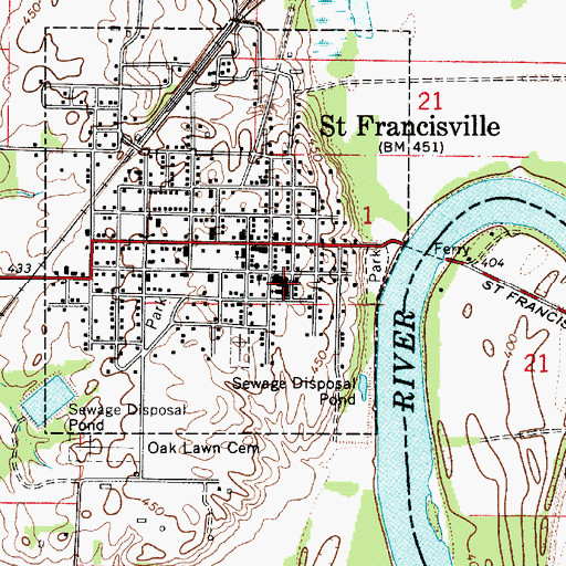 Topographic Map of Saint Francisville Elementary School, IL