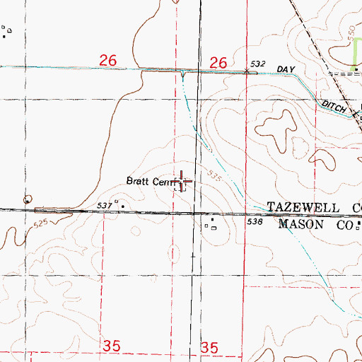 Topographic Map of Bratt Cemetery, IL