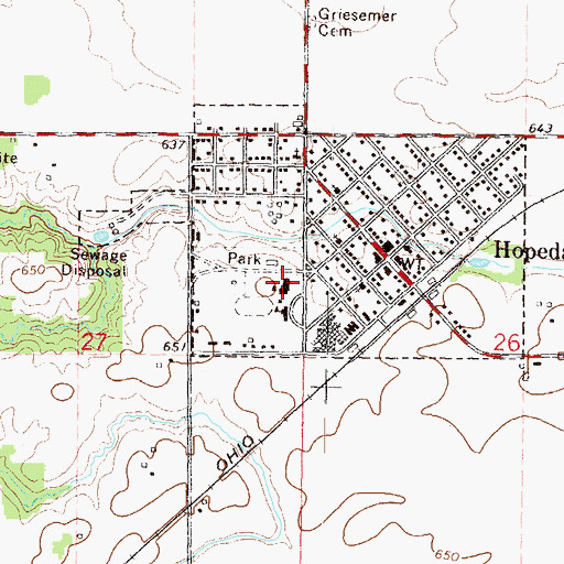 Topographic Map of Hopedale Elementary School, IL