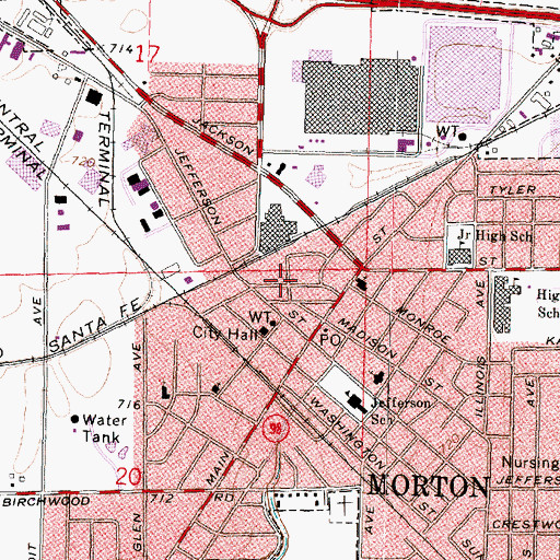 Topographic Map of Morton Public Library, IL