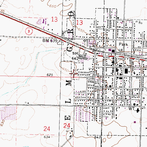 Topographic Map of Mount Hope Cemetery, IL