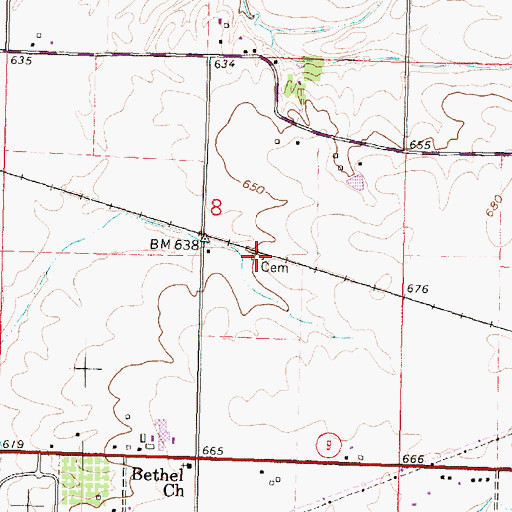 Topographic Map of Railroad Cemetery, IL