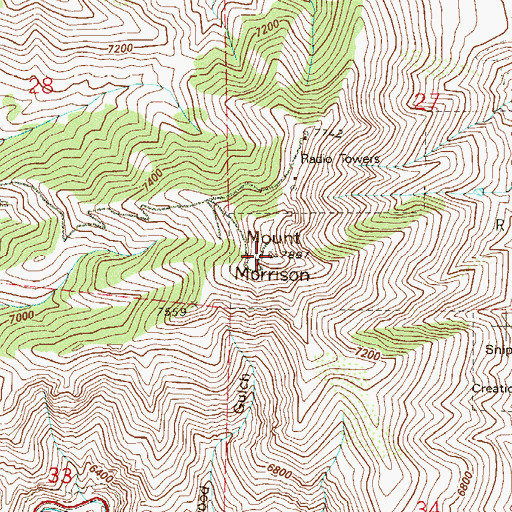 Topographic Map of Mount Morrison, CO