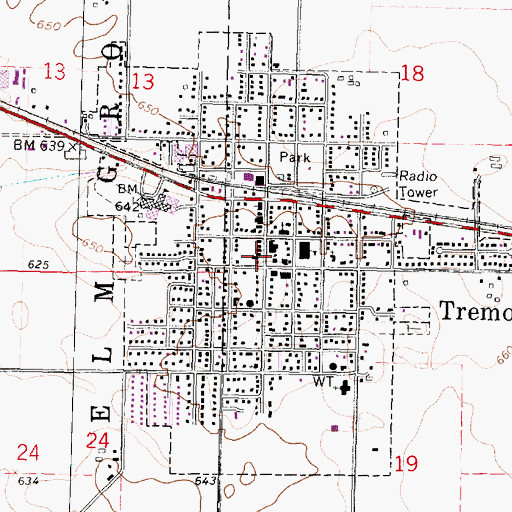 Topographic Map of Tremont District Public Library, IL