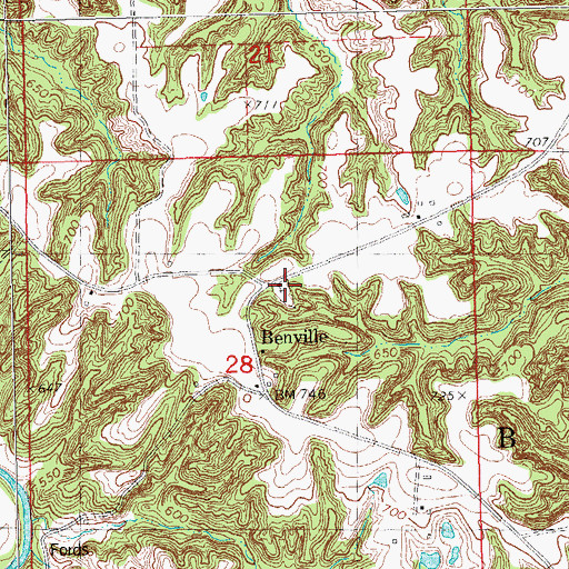Topographic Map of Benville Cemetery, IL