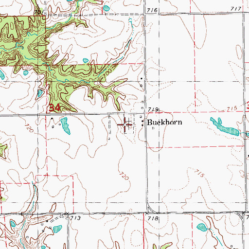 Topographic Map of Buckhorn Cemetery, IL