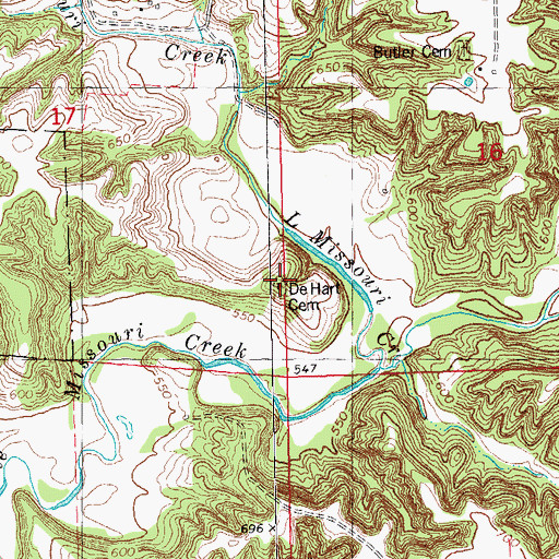 Topographic Map of DeHart Cemetery, IL