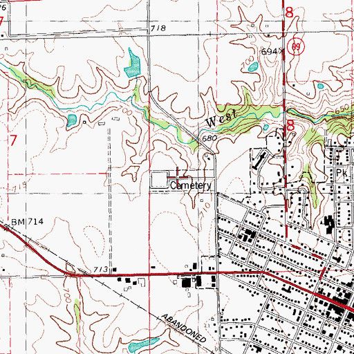 Topographic Map of Mount Sterling Catholic Cemetery, IL