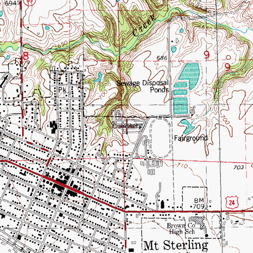 Topographic Map of Mount Sterling City Cemetery, IL