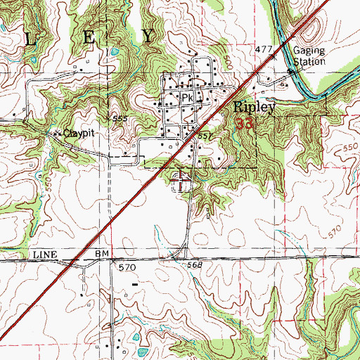 Topographic Map of Ripley Township Cemetery, IL