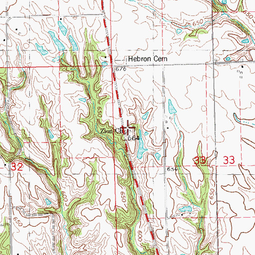 Topographic Map of Zion Lutheran Cemetery, IL