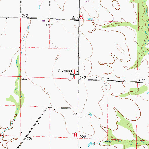 Topographic Map of Golden Cemetery, IL