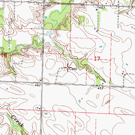 Topographic Map of McCawley Cemetery, IL