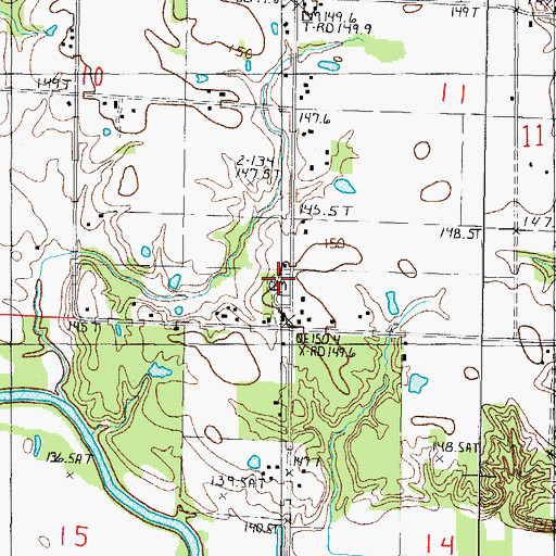 Topographic Map of Red Brush Cemetery, IL