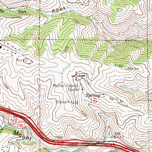 Topographic Map of Mother Cabrini Shrine, CO