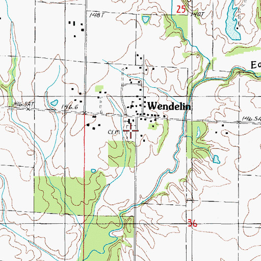 Topographic Map of Wendelin-Holy Cross Cemetery, IL