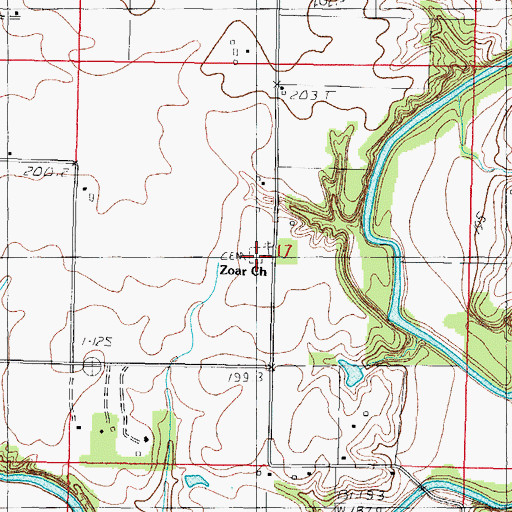 Topographic Map of Zoar Cemetery, IL